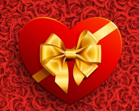 For you - red, ribbon, heart, gift, love