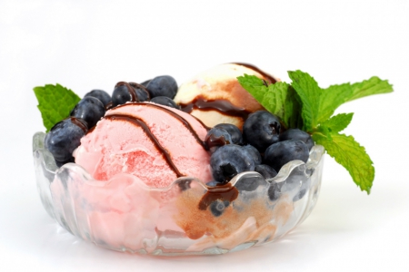 Ice cream & Blueberry - ice cream, delicious, food, blueberry, photo, fruits