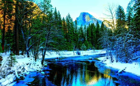 YOSEMITE in WINTER - Snow, Nature, USA, Parks, Yosemite, Winter, Rivers, Forests