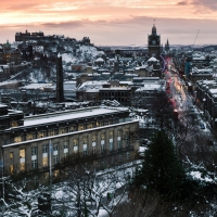 edinburgh on a drab winter sunset