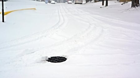 Snowy Road - snowy road, winter road, snowstorm, winter storm