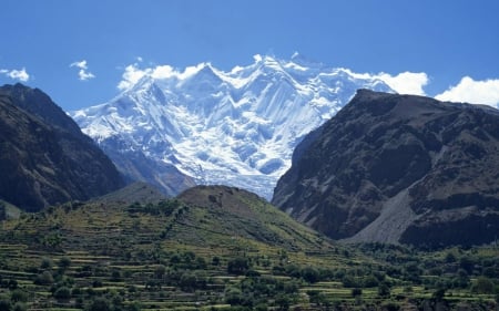 mighty mighty mountain - hill, fields, huge, snow, steps, mountain