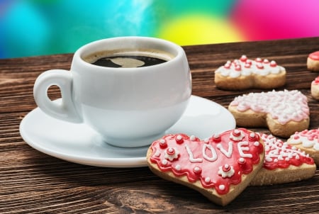 With Love - with love, coffee time, love, coffee, valentines day, for you, cup, cookies