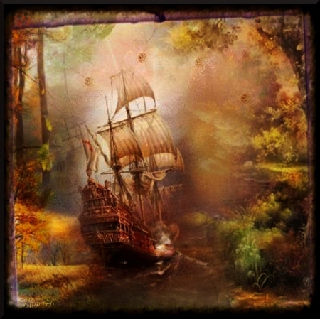 ship galley - digital art, river, galley, ship