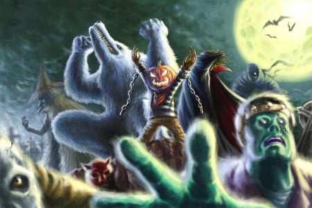 Nightmares Escape - witch, werewolf, pumpkinman, bats, monsters