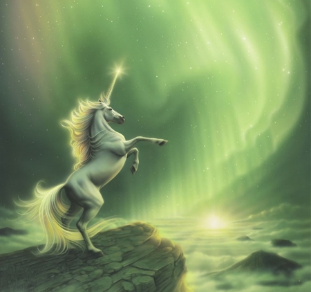 Northlight - love, north, light, fable, fantasy, northlight, horse, beautiful, green, color, unicorn