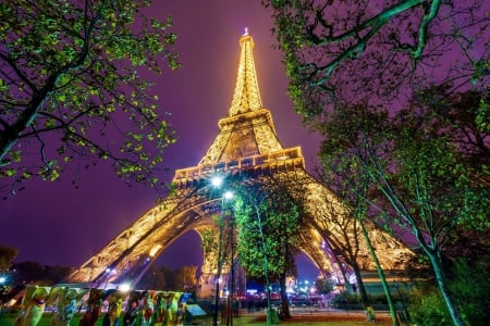 Eiffel Tower-Paris-France - eiffel, france, city, night, paris, tower