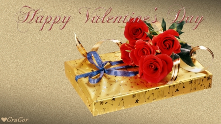 Valentines Day - valentines, gift, roses, day, flower