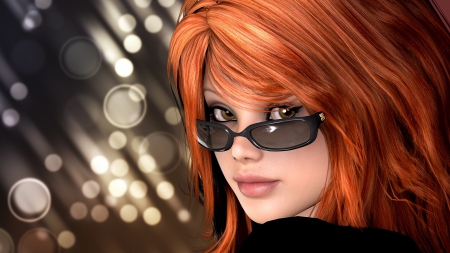 Pretty girl - pretty, girl, glasses, graphics, portrait