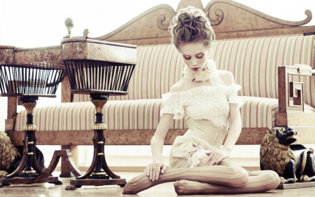 Waiting - white, terrace, model, girl, woman