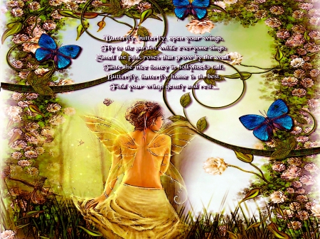 SPRING FAIRY - art, butterfly, poem, spring