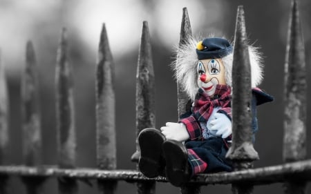 Puppet - white, doll, black, fence, photo, puppet, colors