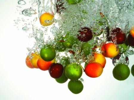 Fruits - Water, Fruit, Drops, Bubbles