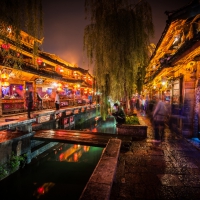 Lijiang at night time, China