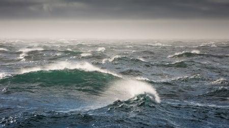 stormy bering sea waves - spay, surf, stormy, sea, waves