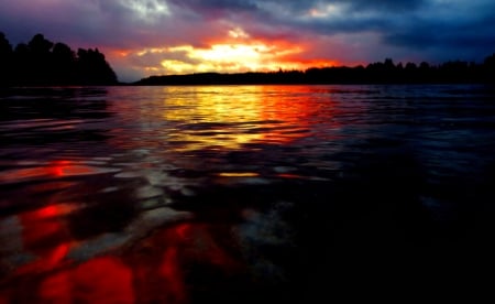 Lake - lake, sunset, water, autumn