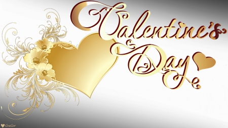 Valentines Day - gold, Valentines, heart, Day