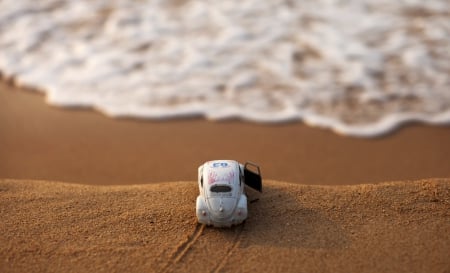 Beautiful... - splendor, sea, ocean, sand, toy, nature, car, ocean waves, waves