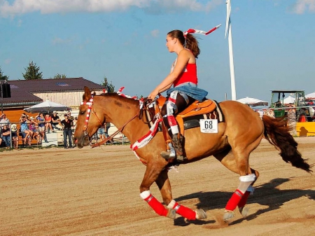 Cowgirl Rodeo Ride - famous, fun, farm, female, cowgirls, rodeo, show, western, horses, crowd, beautiful, ranch, saddles