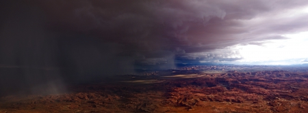 Canyonlands Thunderstorm, Utah - national park, rain, panoramic, clouds, mountains, cliffs