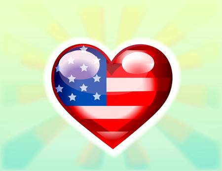 American Heart - colours, american flag, heart