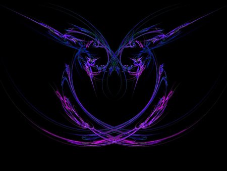 heart fractal - fractal, background, light, pattern, colorful, colored, flame, fractals, abstract, render, purple, apophysis, blue