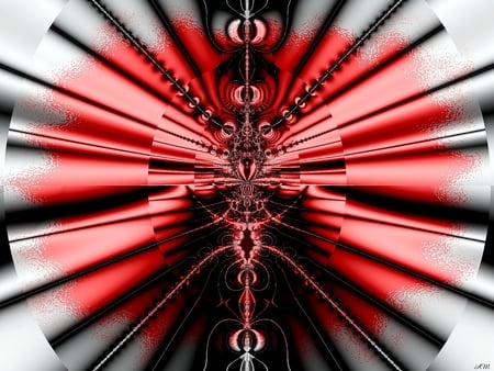 Key Hole Fractal - black, computer art, red, fractal