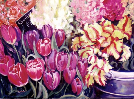 Flower Art - painting, tulips, beauty, flowers