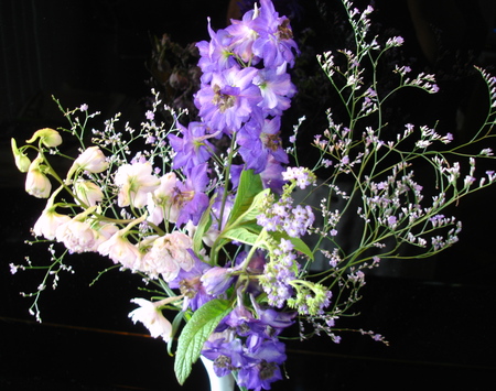 Vase of Flowers - white, mauve, flowers, vase