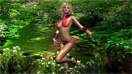 FAIRY IN SPRING - sream, flowers, palnts, fairy, spring