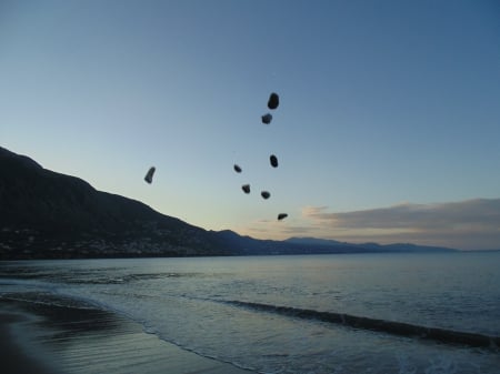 Flying Rocks - kalamata, sky, greece, fly