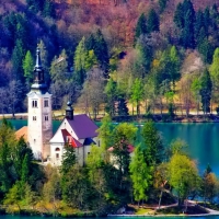 church on an island in lake bled