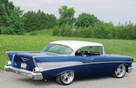 57 Chevy - classic, bel air, blue, gm