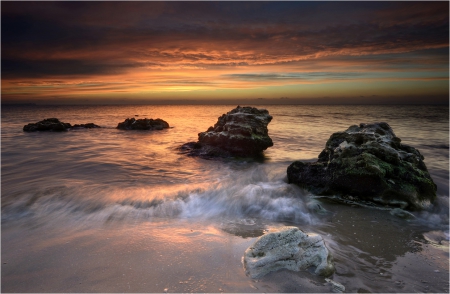 Beautiful scenery - nature, beach, rocks, sky