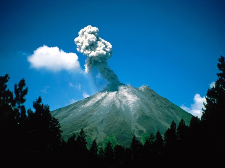 Volacano - nature, smokes, volacano, sky