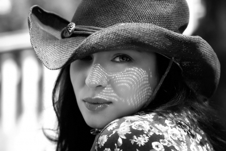 CowGirl - woman, hat, brunette, model, country