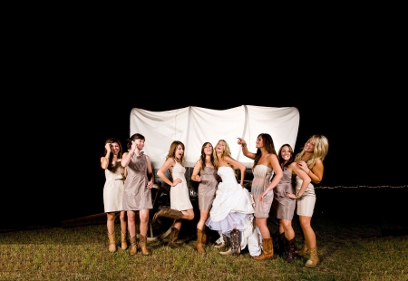 Cowgirl Covered Wagon Party - fun, female, boots, wagons, fashion, models, western, party, cowgirls, style, rodeo, ranch, famous