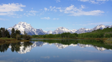 Snow Topped Mountain - clouds, trees, water, snow, forest, reflection, mountain, nature, land, lake, sky