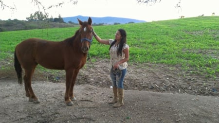 Woman And Horse - animal, horse, woman, other