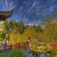 marvelous terrace in a chinese garden hdr