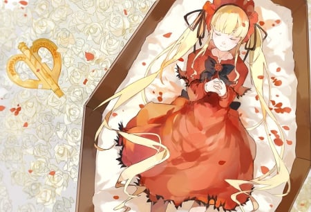 Sleeeep - sleep, red, anime, cute, loli, rose, lolita, dress