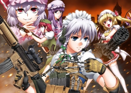 Going to war - tohou, anime, of, gun, knives, to, war, call, duty, going