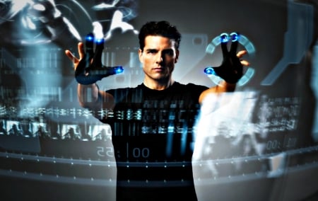 Tom Cruise as John Anderton - touch screen, movie, man, tom cruise, blue, actor, minority report, black