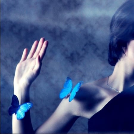 Dance With Butterflies - hope, blue, wings, butterflies, beauty, background, love, dreams