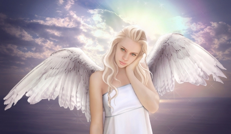 Lovely Angel - beauty, woman, angel, serene, girl, jessica truscott, wallpaper, fantasy, model, art, softness, beautiful, photoshop, digital