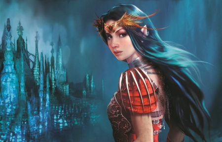 Keeper of the Elf Valley - female, beautiful, girl, beauty, lovely, cg, elf, fantasy, digital, woman, art, wallpaper