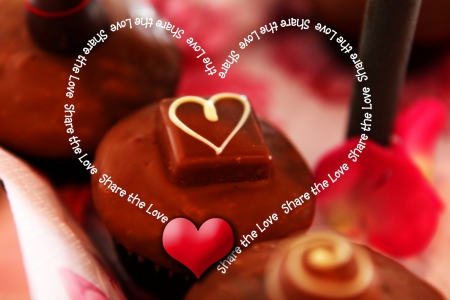 Share The Love - Valentines Day, chocolate, Valentine, Valentines, candy, cupcakes, hearts