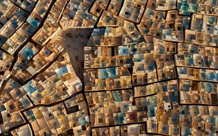 fantastic view of roofs from above - square, view, town, roofs, alleys