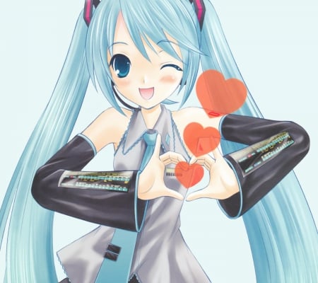 hatsune miku - hatsune miku, anime, Hatsune Miku In Love, hearts