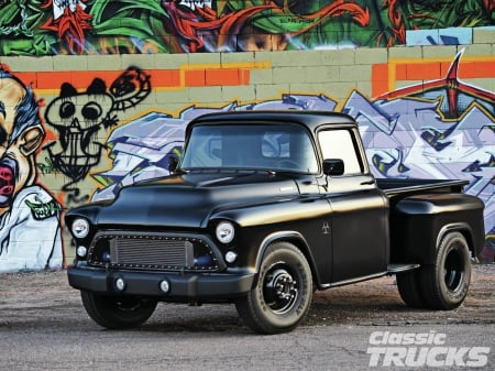 1957-Chevy-3800 - classic, 1957, black, truck